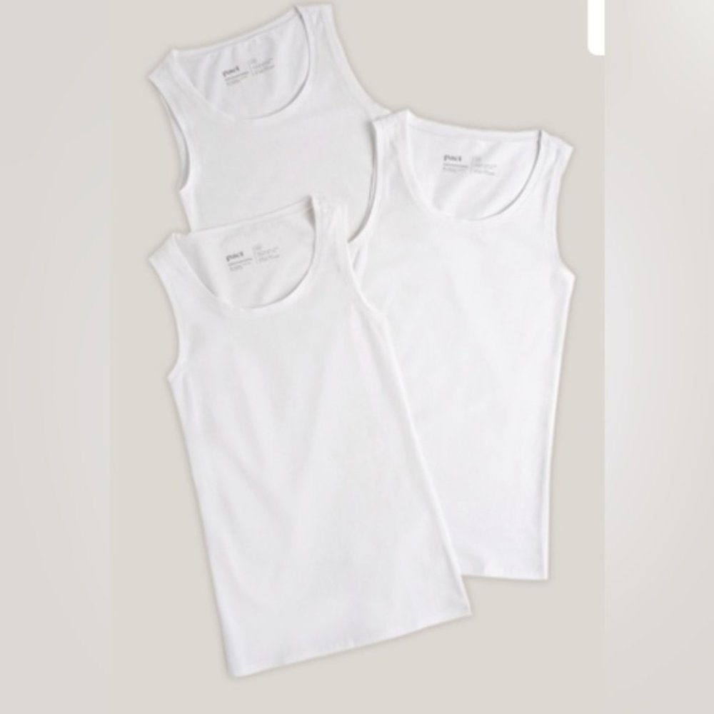 Pact cool-stretch tank 3 pack, white, medium